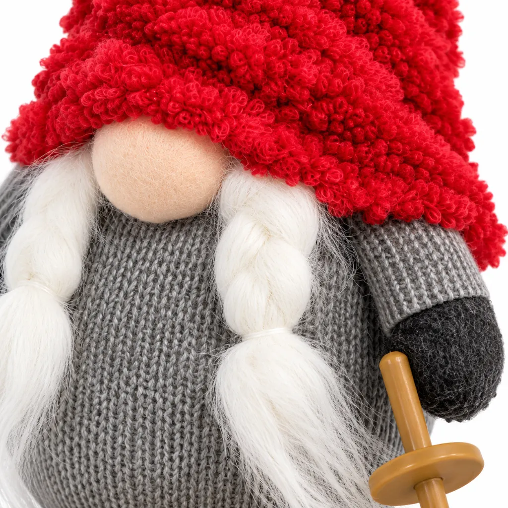Dekofigur Wichtel mit Ski 20 cm rote Zipfelmütze Weihnachtsdeko – Galeriebild 1, Artikelnummer 18500