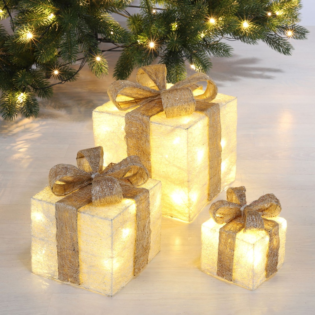 LED 3er Set beleuchtete Geschenkbox 6H Timer – Galeriebild 1, Artikelnummer 12998