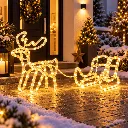 Rentier mit Schlitten mit 160 warm weißen LEDs ca. 130 x 16 x 38cm – Galeriebild 1, Artikelnummer 18511