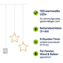 LED Sternenvorhang warmweiß 100 LEDs Batteriebetrieb Timer 100x65cm – Galeriebild 11, Artikelnummer 18317