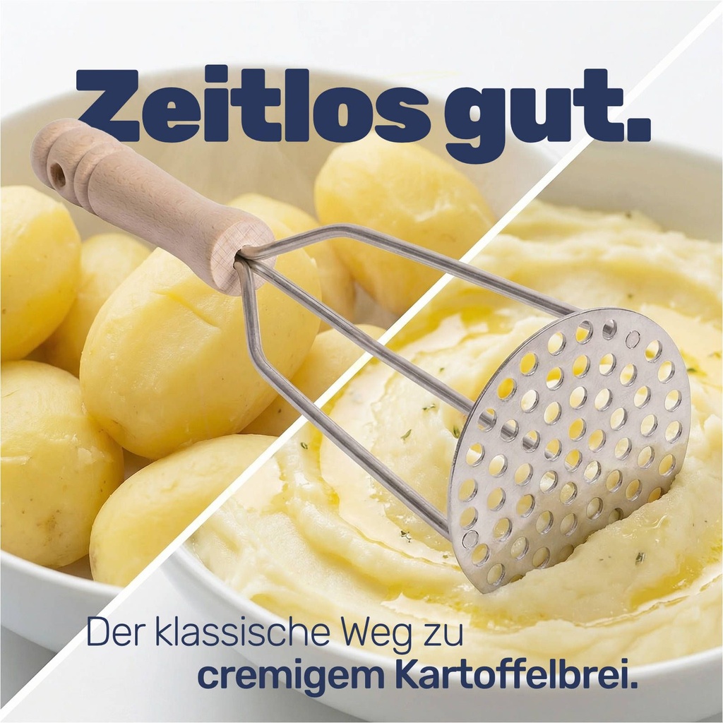 Kartoffelstampfer aus Buche mit Metallplatte für Kartoffelpüree – Galeriebild 10, Artikelnummer 1580