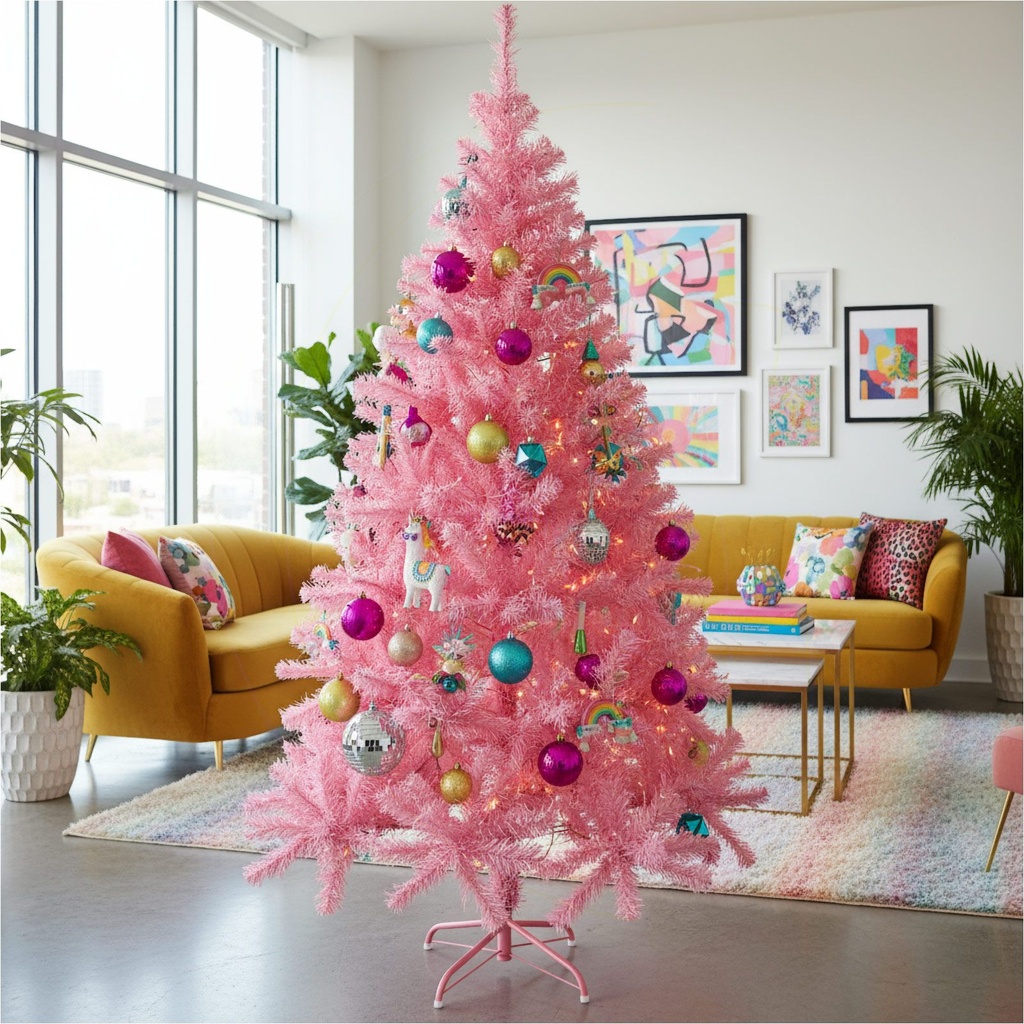 Künstlicher Weihnachtsbaum 180 cm pink mit Metallständer 600 Zweigen – Galeriebild 9, Artikelnummer 7274