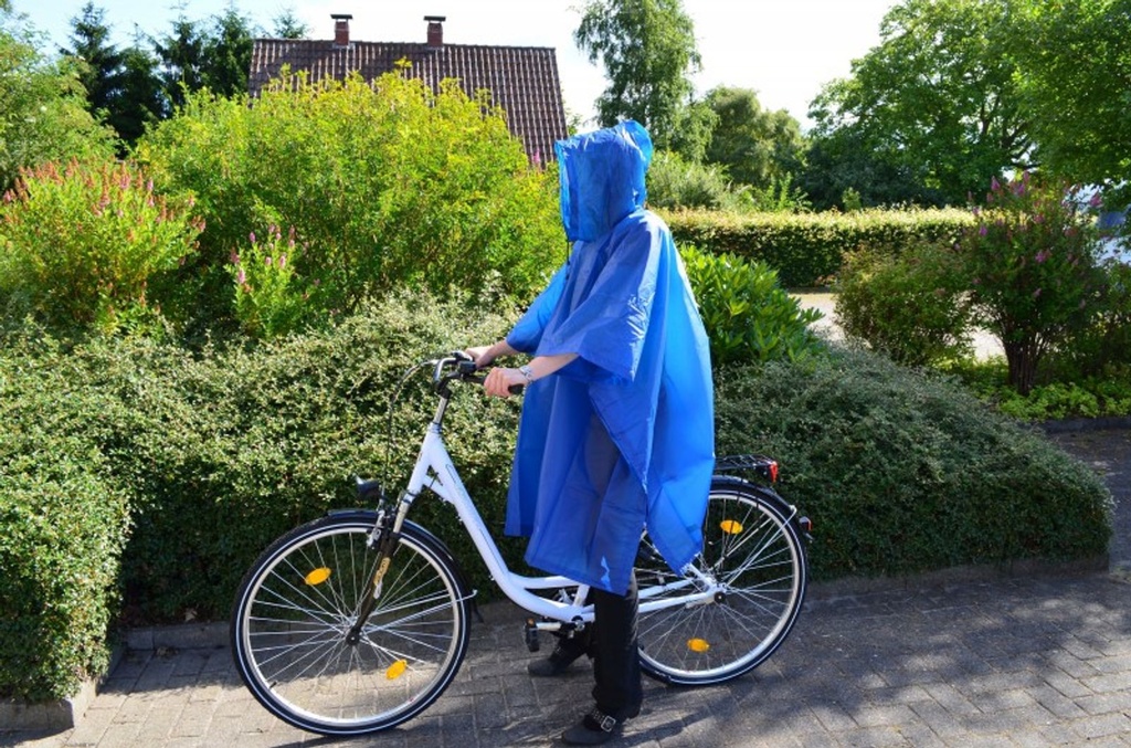 2x Regenponcho Unisex mit Kapuze blau Regencape Universalgröße – Galeriebild 1, Artikelnummer 2222
