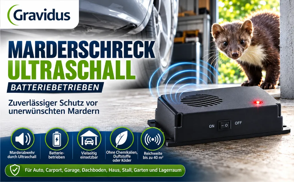 Marderschreck Ultraschall batteriebetrieben für Auto Haus Garten – Galeriebild 7, Artikelnummer 18342