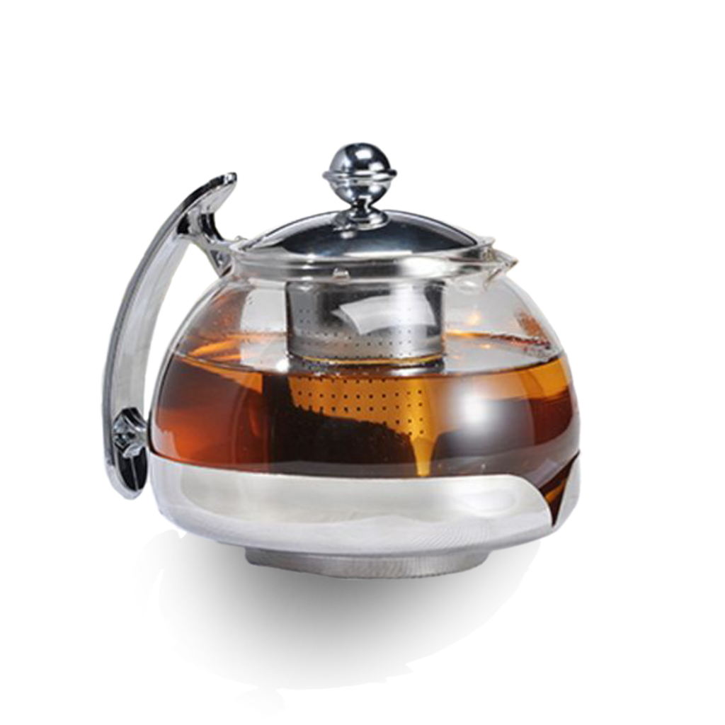 Edelstahl Teekanne Glas Teekocher ca. 1,2L – Galeriebild 1, Artikelnummer 8837