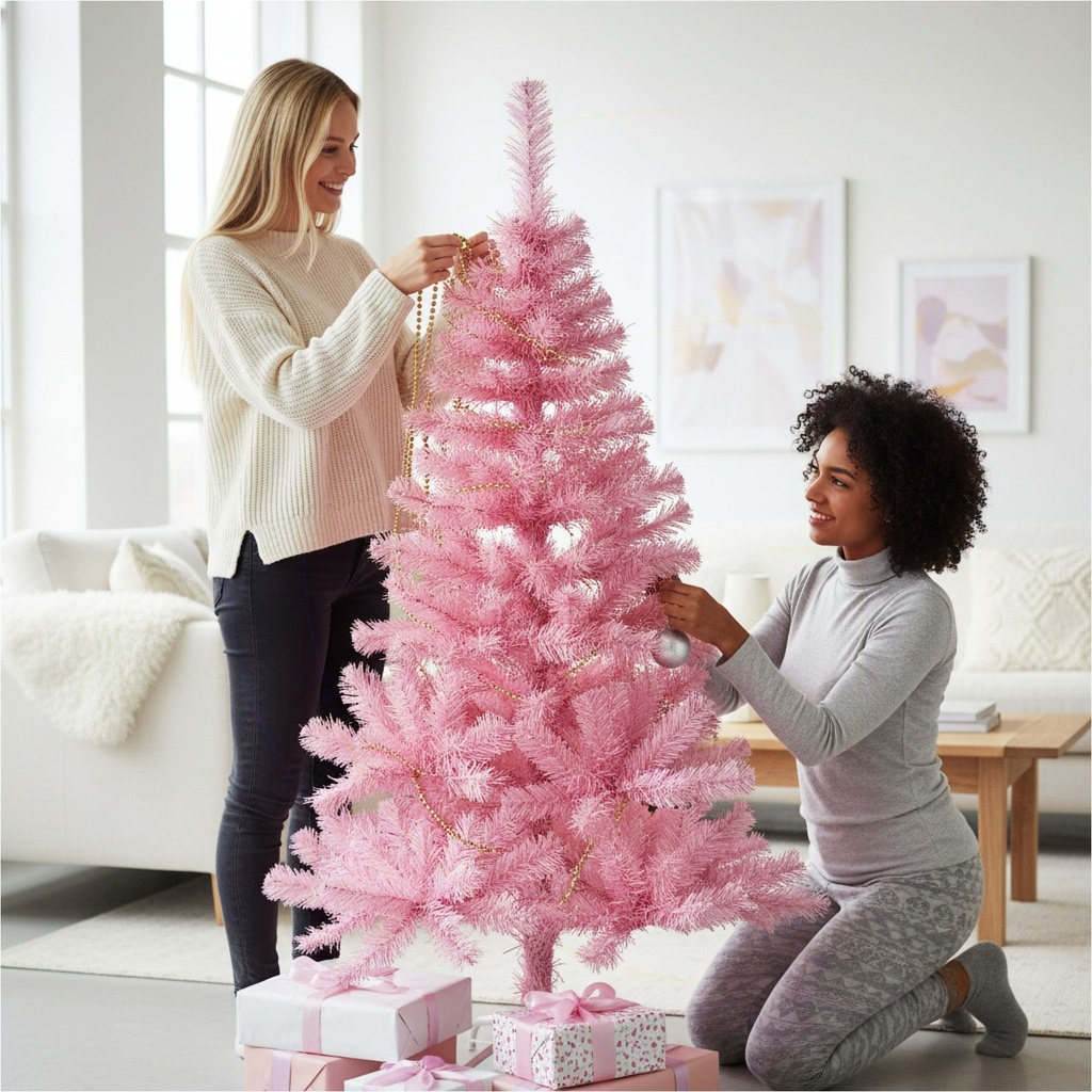 Pinker Weihnachtsbaum 150 cm künstlich mit Metallständer 440 Zweigen – Galeriebild 5, Artikelnummer 3007