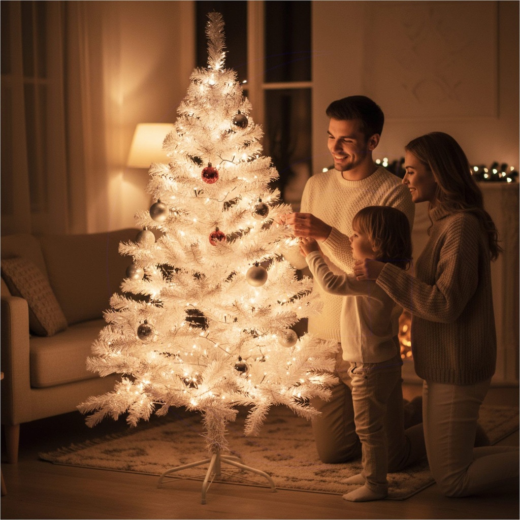 Weißer Weihnachtsbaum 150 cm künstlicher Tannenbaum 400 Spitzen – Galeriebild 5, Artikelnummer 3303