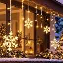 Schneeflocken Lichterkette 60 LED warmweiß 210 x 68 cm – Galeriebild 1, Artikelnummer 15974