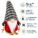 Dekofigur Wichtel mit Ski 20 cm graue Zipfelmütze Weihnachtsdeko – Galeriebild 1, Artikelnummer 18498