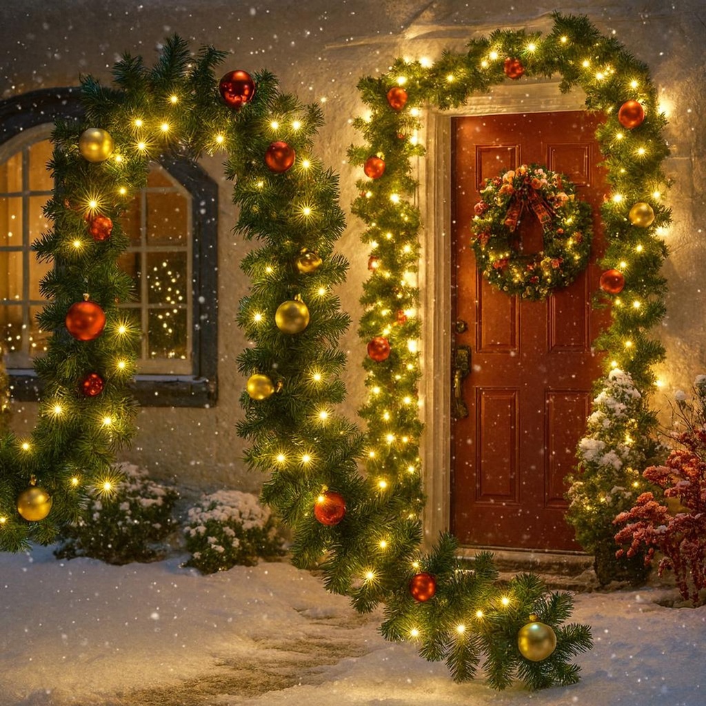 Weihnachtsgirlande Tannengirlande 5 m mit 36 Kugeln 80 warmweißen LEDs – Galeriebild 8, Artikelnummer 18339
