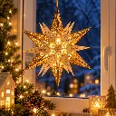 LED Weihnachtsstern Holz 6 warmweiße LEDs Batteriebetrieb Ø29 cm – Galeriebild 3, Artikelnummer 3100