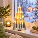Stimmungsleuchter mit 33 LED rund, silber mit Timer – Galeriebild 1, Artikelnummer 18513