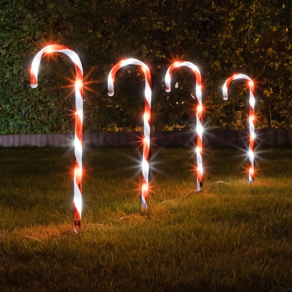 4er Set LED Zuckerstangen Gartenstecker Weihnachtsdeko – Galeriebild 4, Artikelnummer 8092