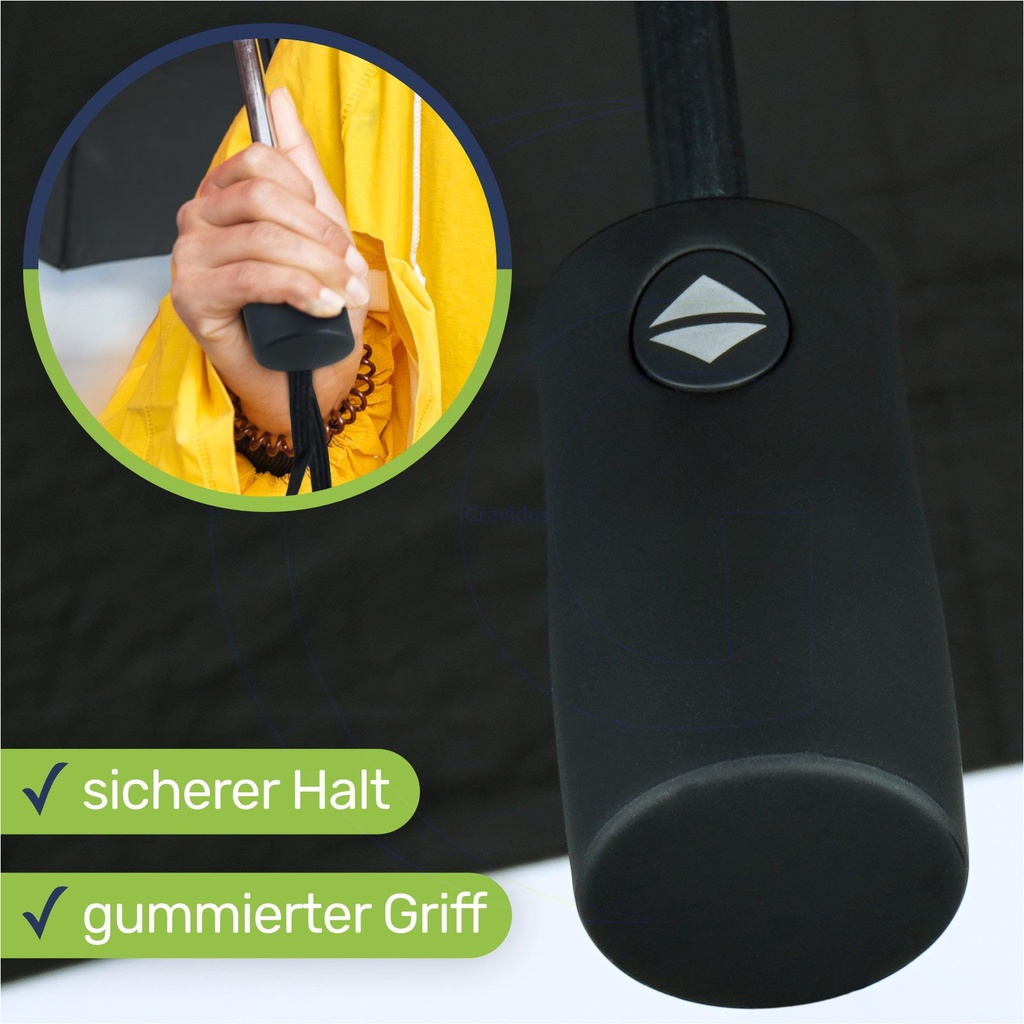 Regenschirm Automatiktaschenschirm windfest 97 cm schwarz mit Hülle – Galeriebild 5, Artikelnummer 2493