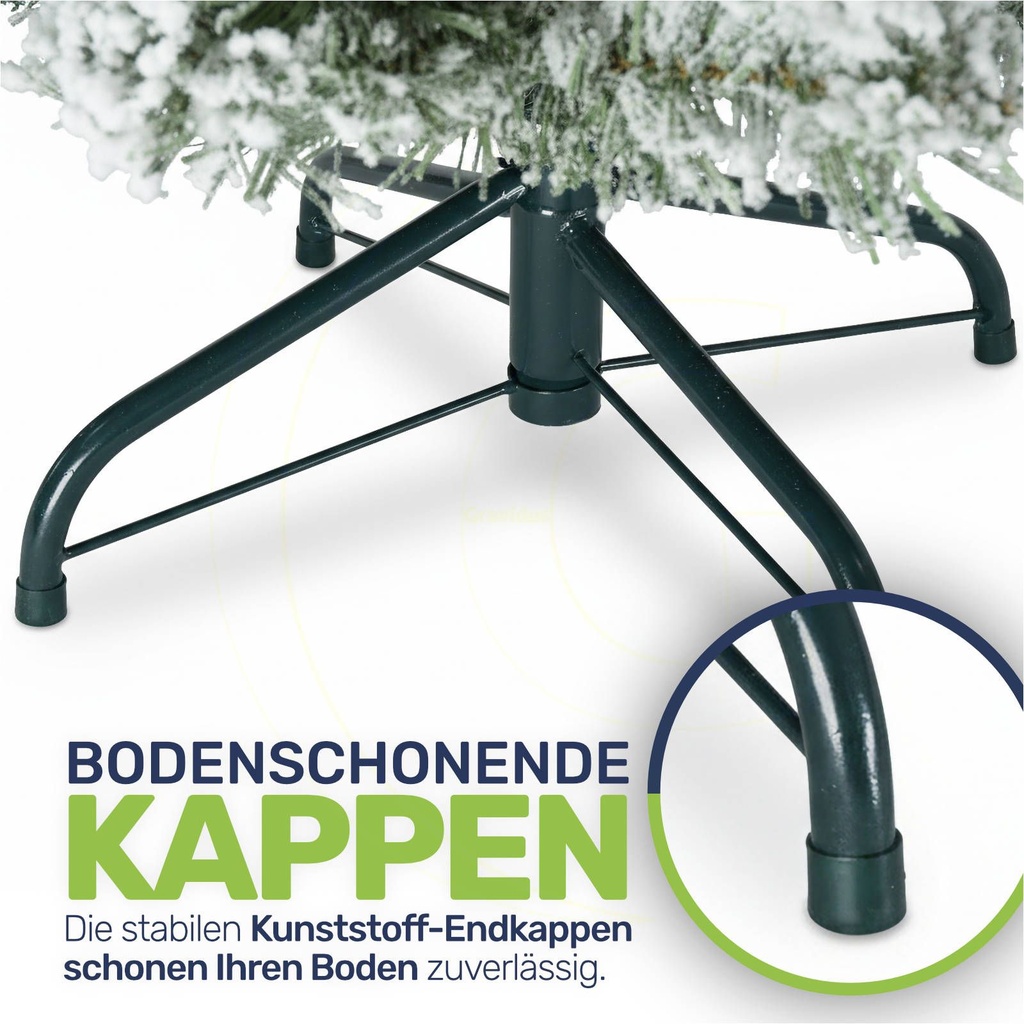 Weihnachtsbaum 150 cm mit Schneeoptik und Metallständer, PVC – Galeriebild 5, Artikelnummer 18285