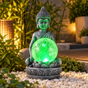 LED Solar Buddha mit Crackle Glaskugel, Artikelnummer 18534
