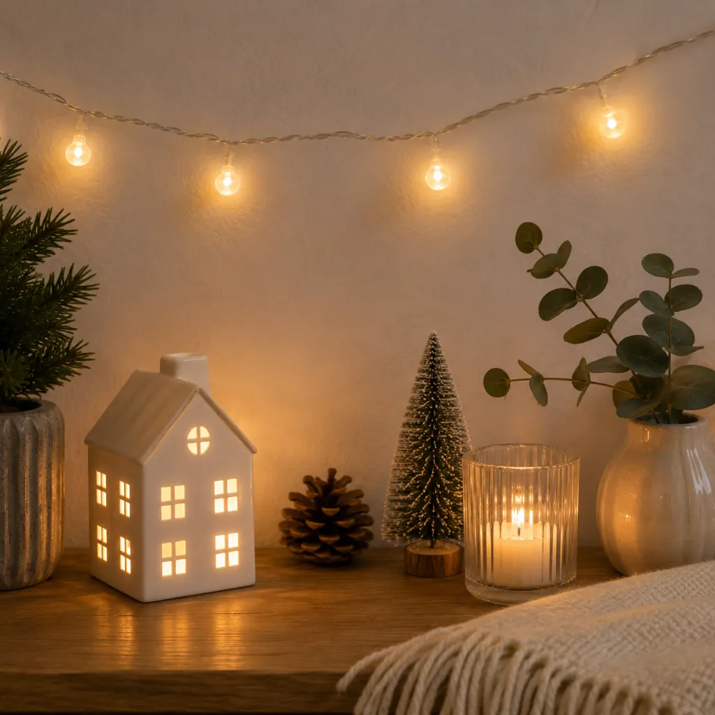 10 LED Lichterkette Weihnachten Beleuchtung Kette mit Perlen Warmweiß – Galeriebild 1, Artikelnummer 8511