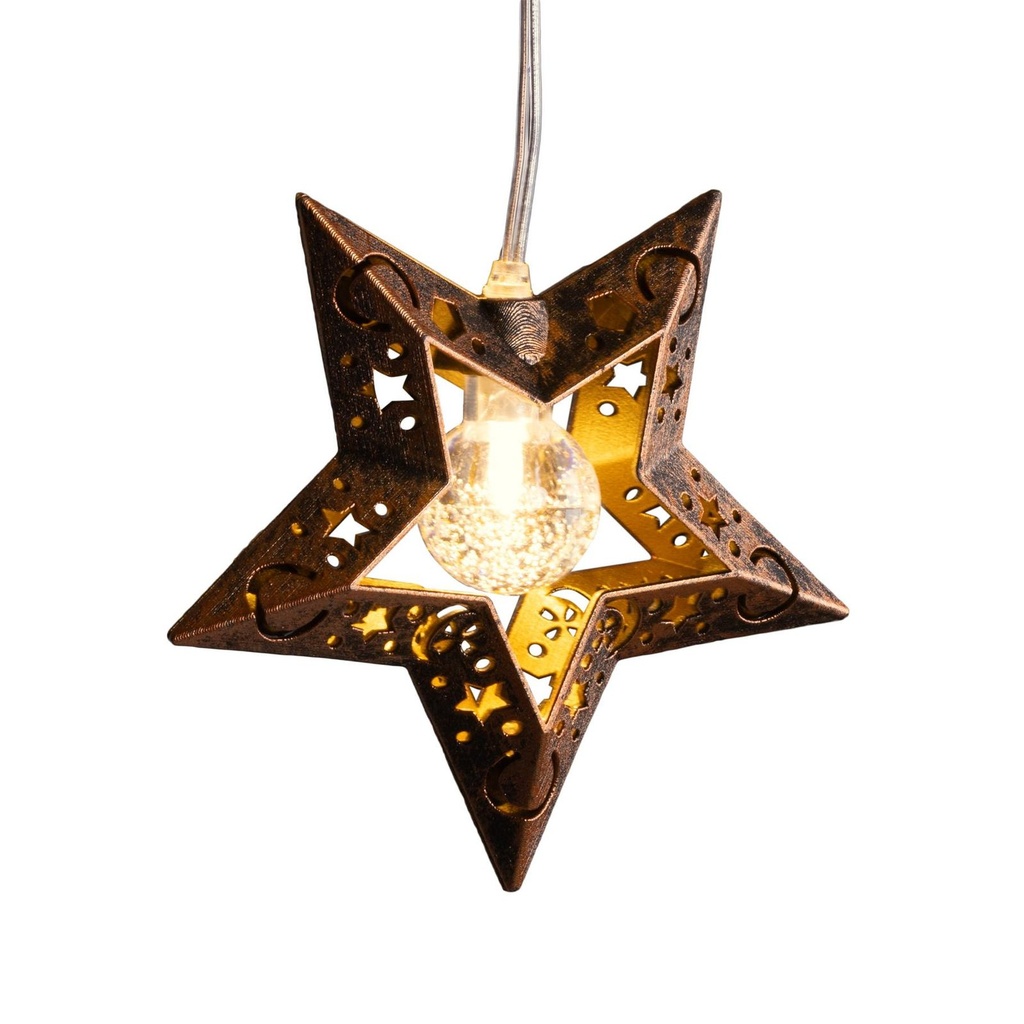 LED Solar Hänge-Windspiel Sternenstaub mit 6 Metallsternen warmweiß – Galeriebild 6, Artikelnummer 18320