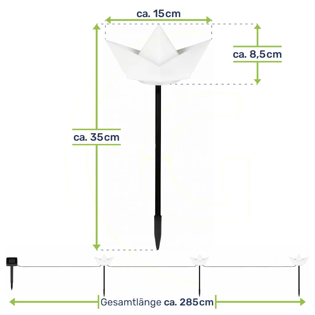 3er LED Solar Gartenstecker "Papierboot" – Galeriebild 1, Artikelnummer 14953
