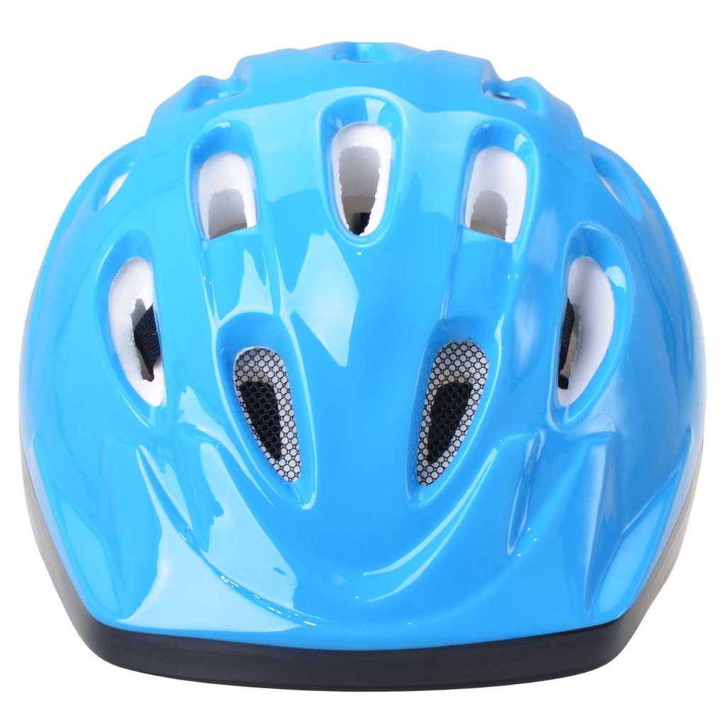 Kinder Fahrradhelm blau glänzend Lüftungsschlitzen Kopfumfang 52–56 cm – Galeriebild 1, Artikelnummer 17886