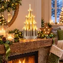 Stimmungsleuchter mit 33 LED rund, silber mit Timer – Galeriebild 1, Artikelnummer 18513