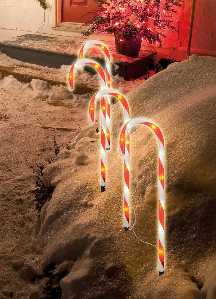 4er Set LED Zuckerstangen Gartenstecker Weihnachtsdeko – Galeriebild 1, Artikelnummer 8092