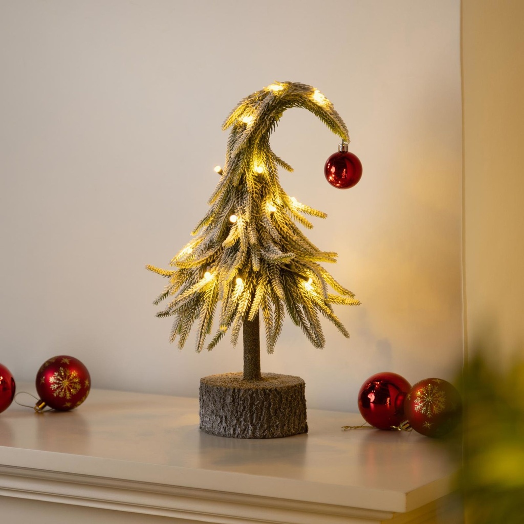 Deko Weihnachtsbaum mit LED Kugelspitze warmweiß batteriebetrieben