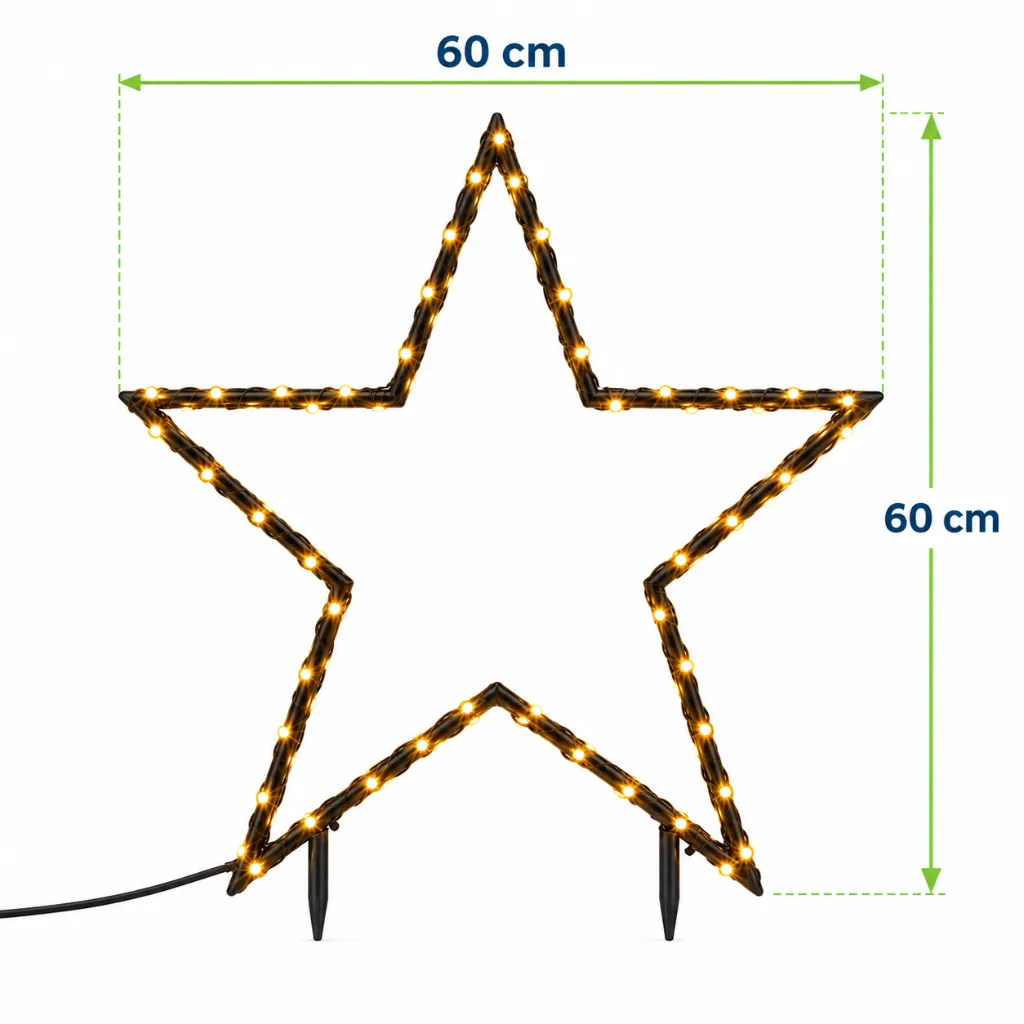 LED Gartenstecker Stern mit 150 warm weißen LEDs – Galeriebild 1, Artikelnummer 18518