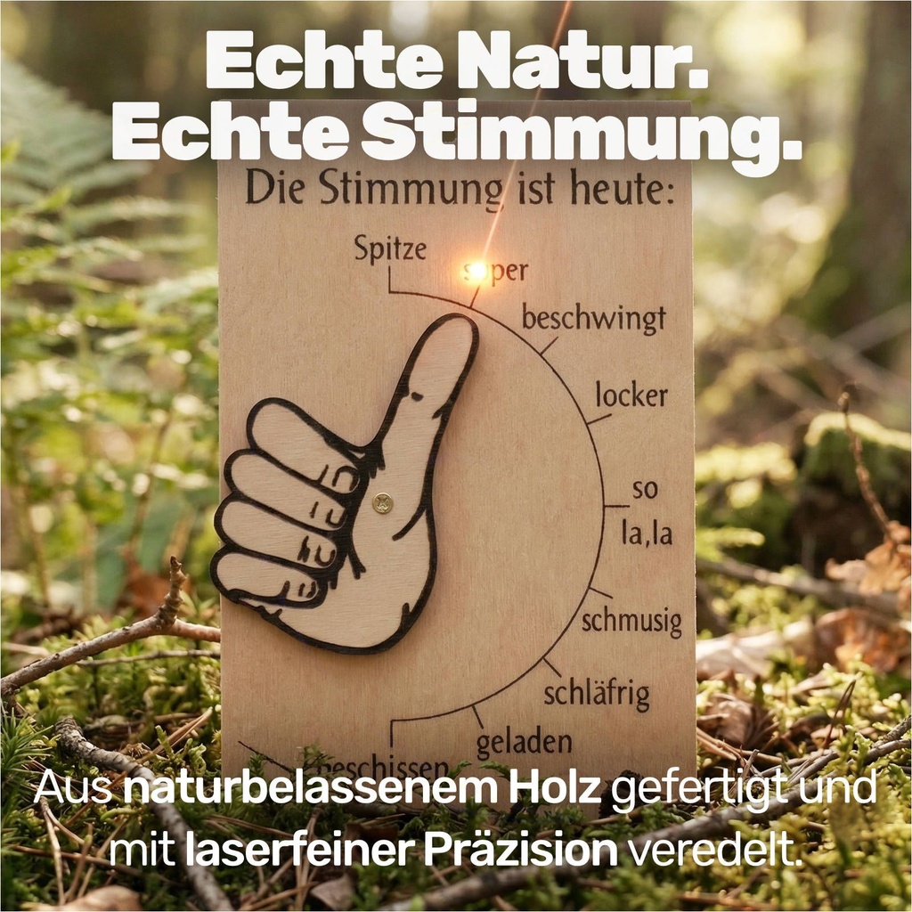 Stimmungsbarometer Türschild aus Holz mit drehbarem Daumen 17x11 cm – Galeriebild 3, Artikelnummer 1981