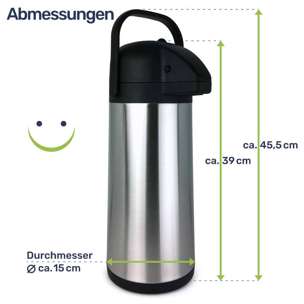 Edelstahl Airport Pumpkanne Thermoskanne Fassungsvermögen 3 Liter – Galeriebild 8, Artikelnummer 17216