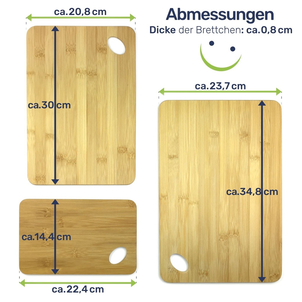 3er Set Bambusbretter Schneidebretter Brettchen – Galeriebild 6, Artikelnummer 17282