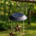LED Solar Hänge-Windspiel Sternenstaub mit 6 Metallsternen warmweiß – Galeriebild 7, Artikelnummer 18320