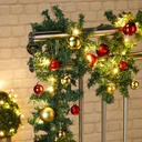 Tannengirlande 5m mit 80 LED Lichterkette und roten goldenen Kugeln – Galeriebild 3, Artikelnummer 2519