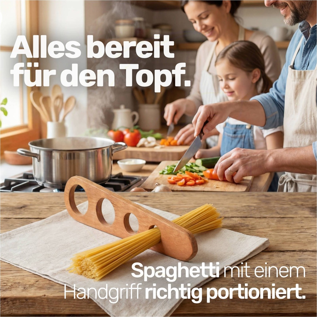 Spaghettimaß aus Kirschholz Spaghetti Portionierer mit 4 Löchern – Galeriebild 3, Artikelnummer 1800
