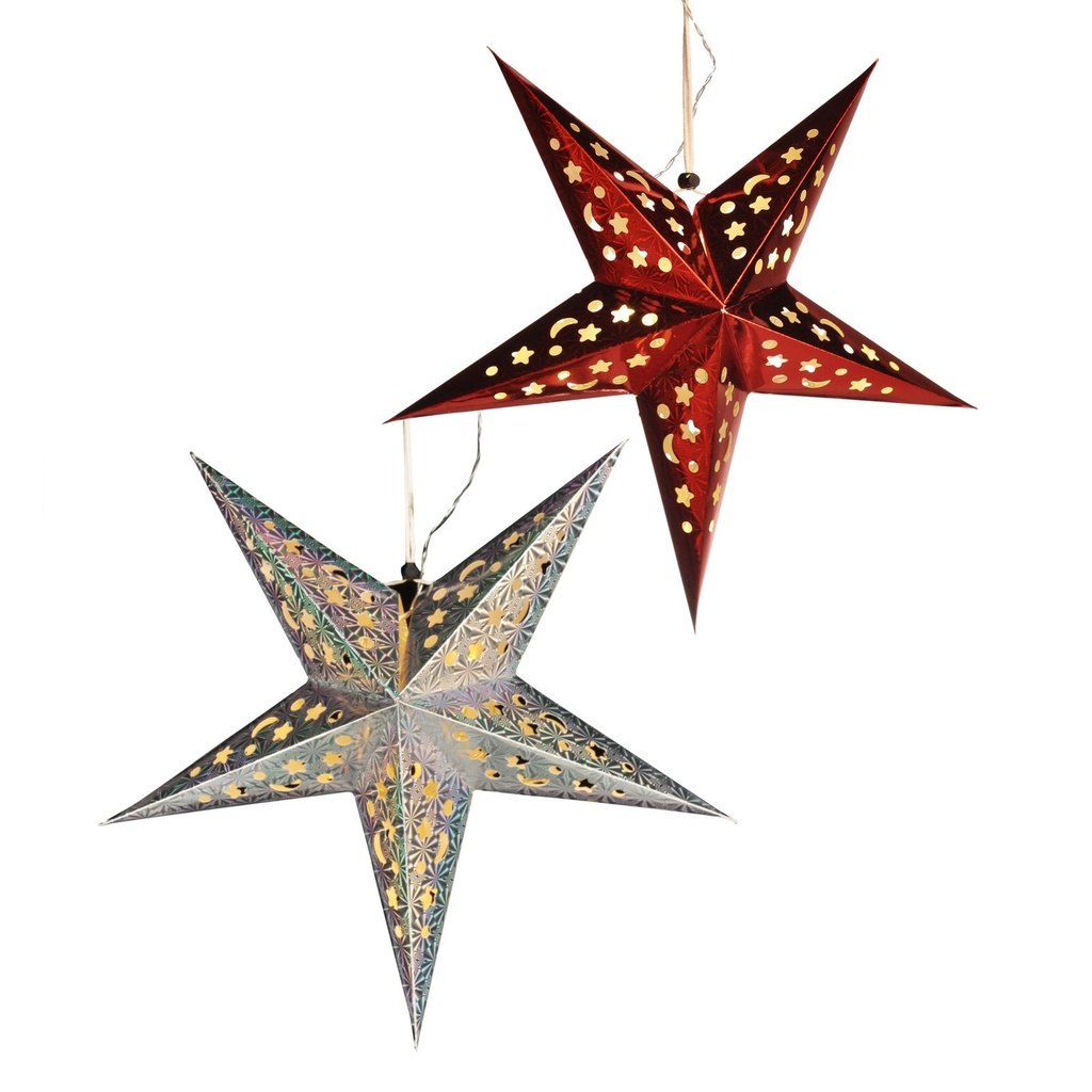 Beleuchteter Weihnachtsstern mit 15 warmweißen LEDs, 43 cm – Galeriebild 1