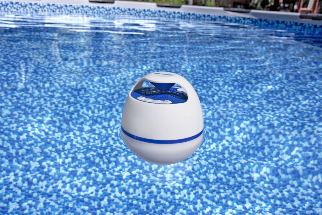 Bestway Flowclear schwimmender LED Bluetooth Lautsprecher weiß blau – Galeriebild 1, Artikelnummer 18107