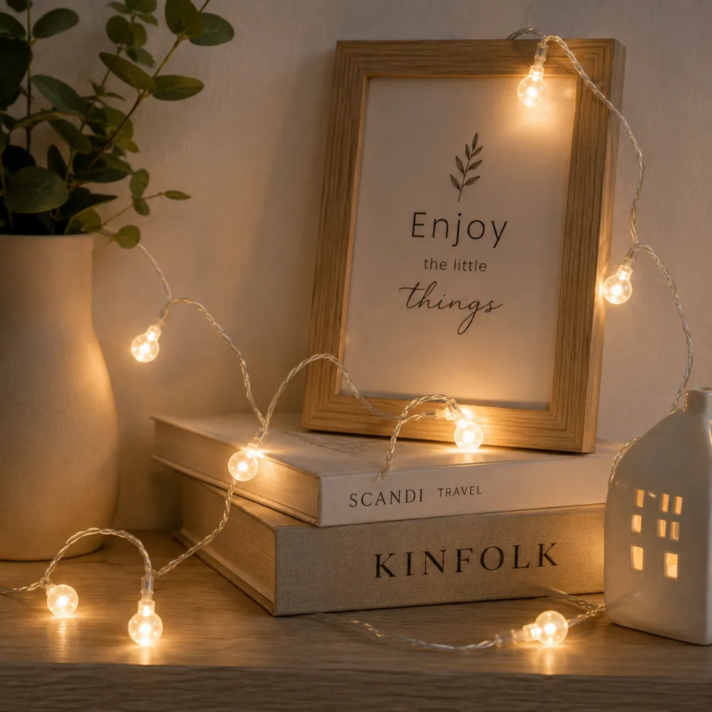 10 LED Lichterkette Weihnachten Beleuchtung Kette mit Perlen Warmweiß – Galeriebild 1, Artikelnummer 8511