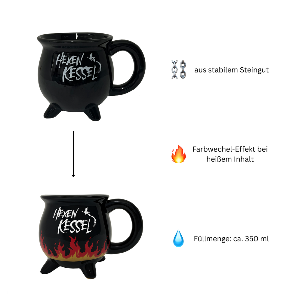 Hexenkessel Becher schwarz mit Farbwechsel aus Steingut 350 ml – Galeriebild 4, Artikelnummer 18304
