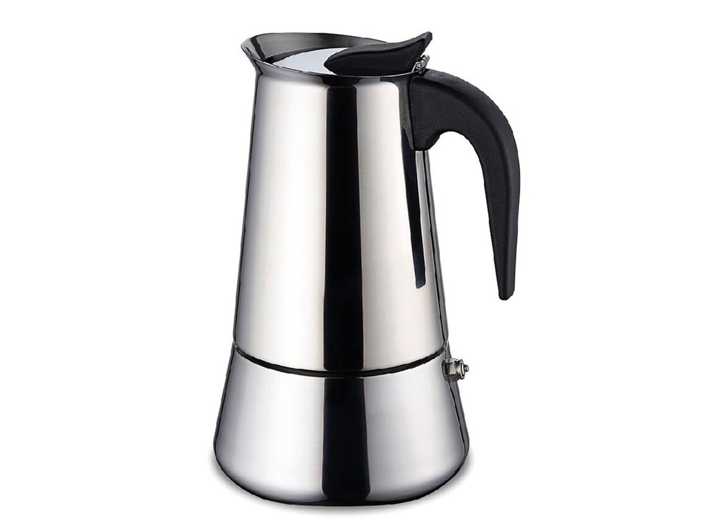 Edelstahl Espressokocher 6 Tassen Mokkakanne Induktion Sicherheitsventil 300 ml – Galeriebild 1, Artikelnummer 15523