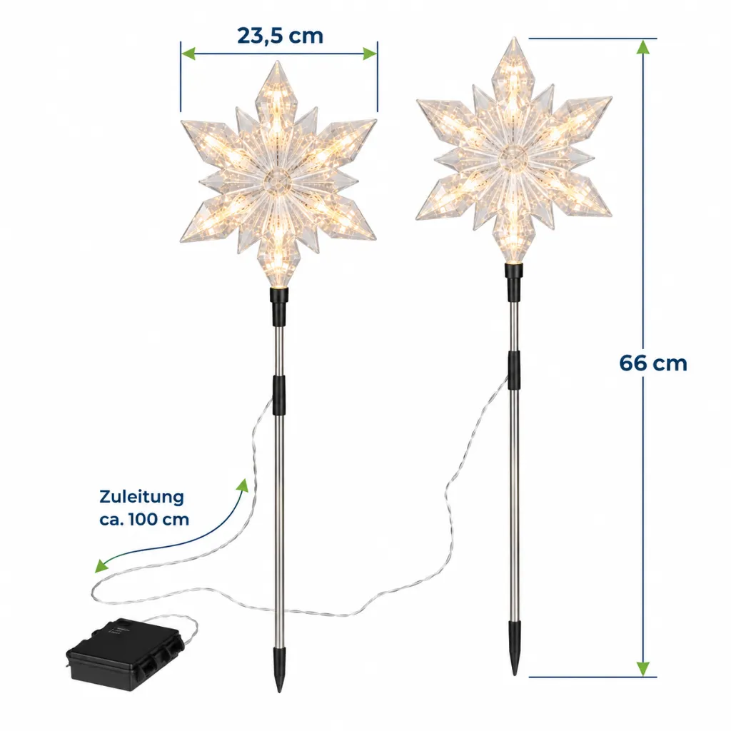 2er Set LED Gartenstecker Stern ca. 23,5 x 66 cm – Galeriebild 2, Artikelnummer 18515