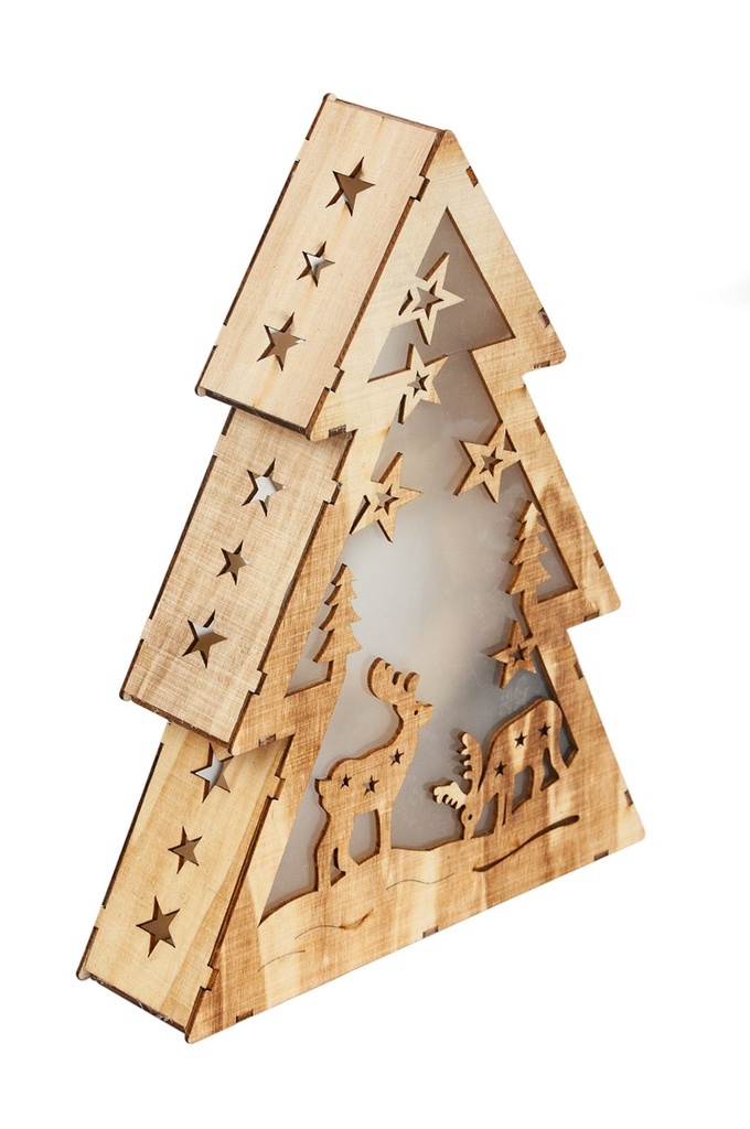 Hölzerner Weihnachtsbaum LED Weihnachtsdeko Weihnachtsbeleuchtung – Galeriebild 1, Artikelnummer 13019
