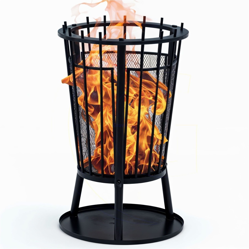 Feuerkorb mit Funkenschutz und Bodenplatte Ø40 cm für Garten Terrasse – Galeriebild 7, Artikelnummer 2790