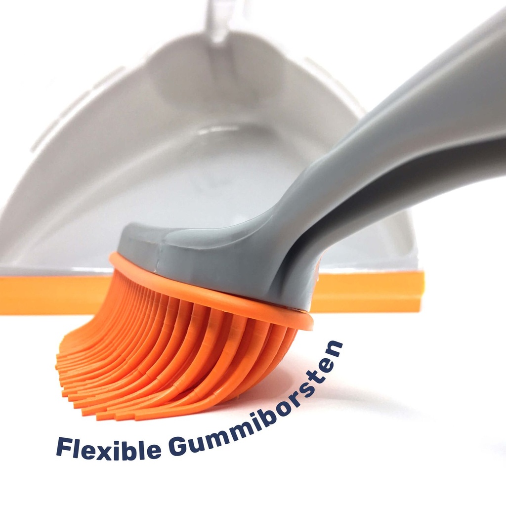 3er Kehrset mit Gummi Handfeger Handbesen Grau/Orange – Galeriebild 4, Artikelnummer 15619