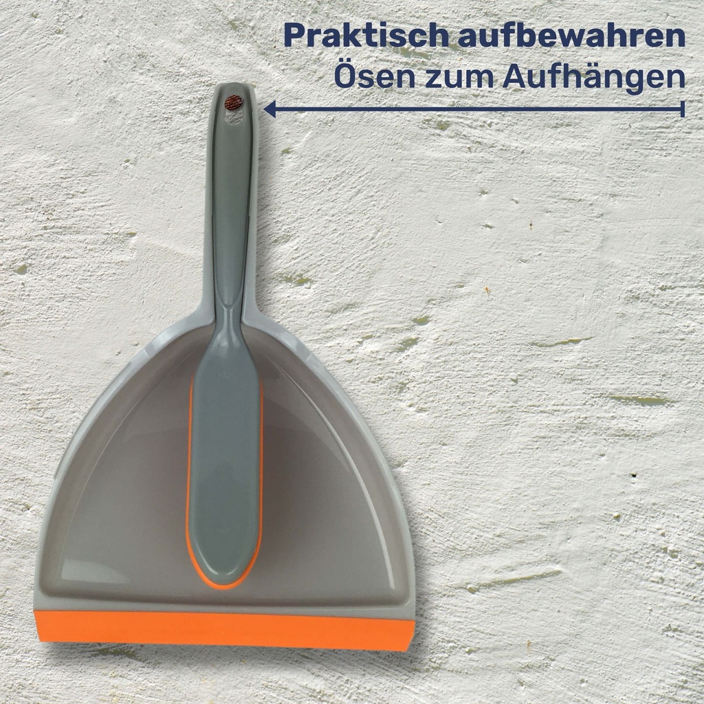 3er Kehrset mit Gummi Handfeger Handbesen Grau/Orange – Galeriebild 6, Artikelnummer 15619
