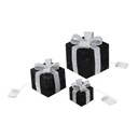 3er Set LED Geschenkboxen warmweiß Timer Batterie schwarz silber – Galeriebild 3, Artikelnummer 18292