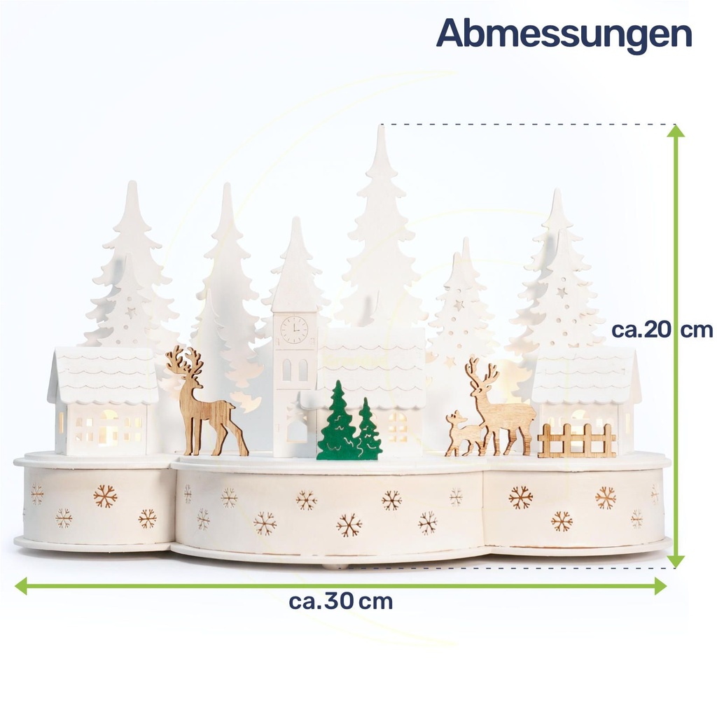Beleuchtete LED Weihnachtsstadt mit Rentieren Weihnachtsdeko – Galeriebild 6, Artikelnummer 15970