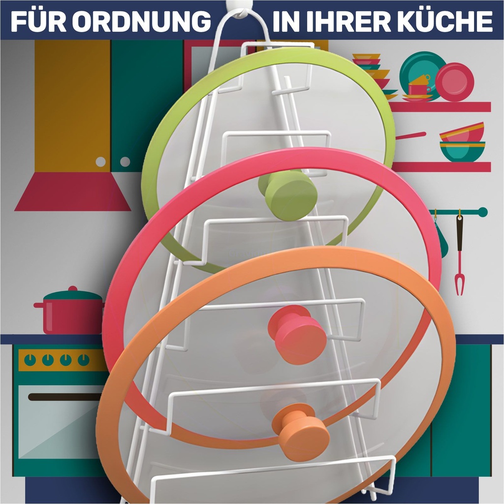 Topfdeckelhalter Deckelhalter Deckel Aufbewahrung für 6 Deckel – Galeriebild 5, Artikelnummer 12266