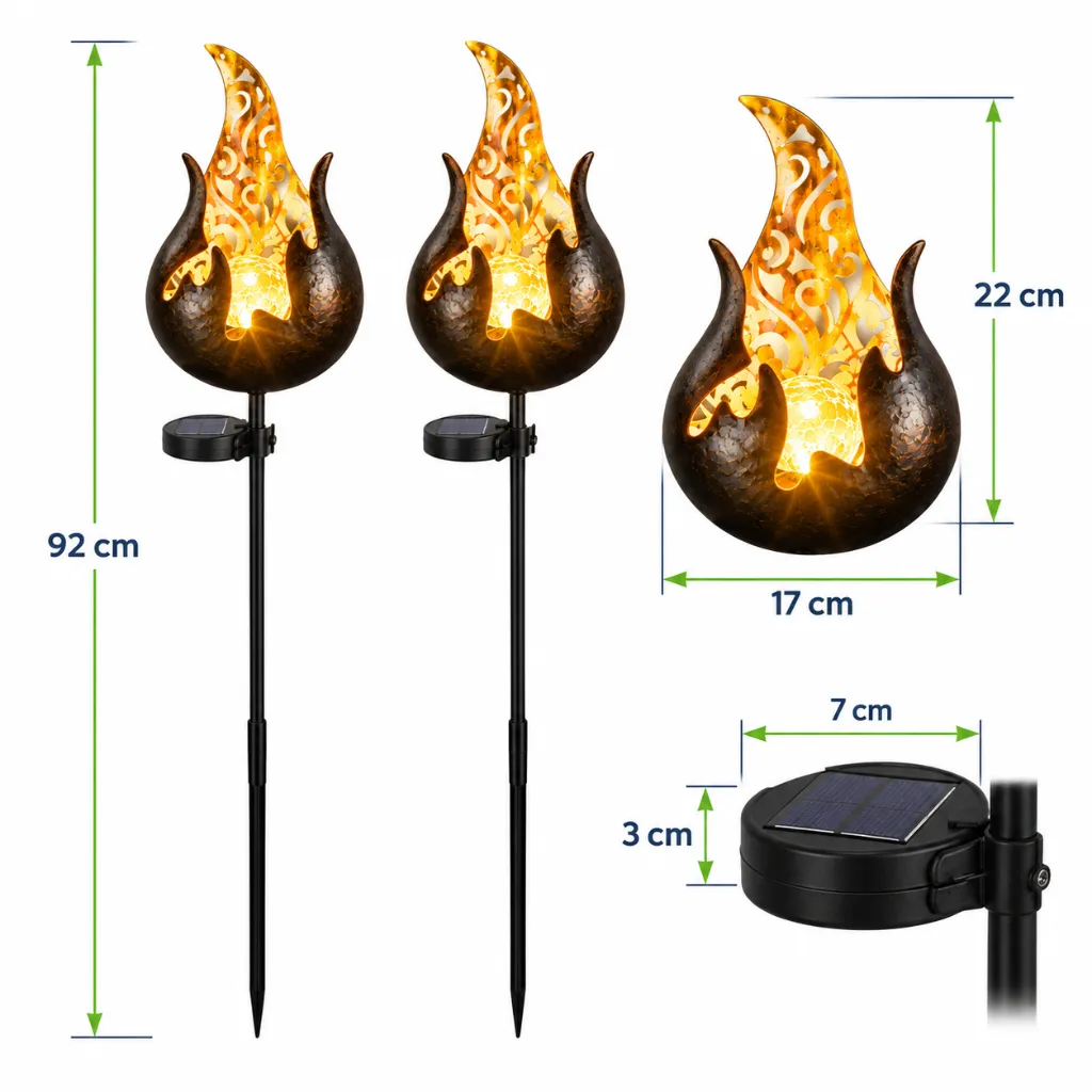 2er Solar Gartenstecker Set "Feuer" ca. 17 x 7 x 92 cm – Galeriebild 1, Artikelnummer 18509