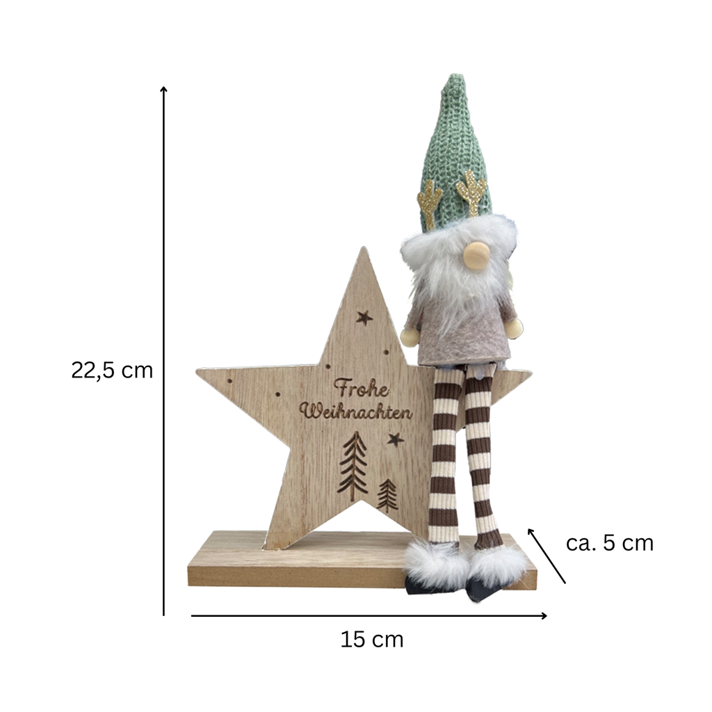 Weihnachtsdeko Set mit LED Baum, Lichterkette & Wichtel auf Holzstern – Galeriebild 6, Artikelnummer 18302