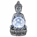 LED Solar Buddha Figur mit RGB Farbwechsel und Glaskugel 19,5 cm – Galeriebild 1, Artikelnummer 18534